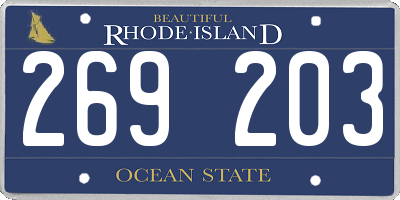 RI license plate 269203