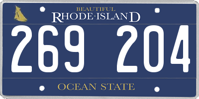 RI license plate 269204
