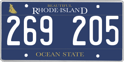 RI license plate 269205