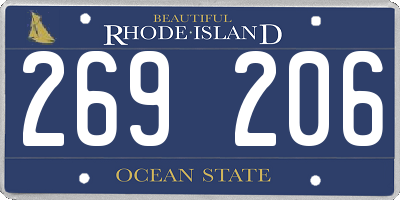 RI license plate 269206