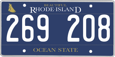 RI license plate 269208