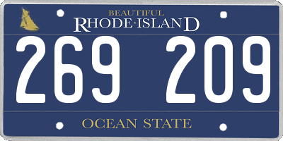 RI license plate 269209
