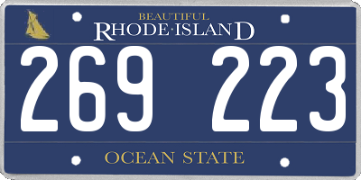 RI license plate 269223