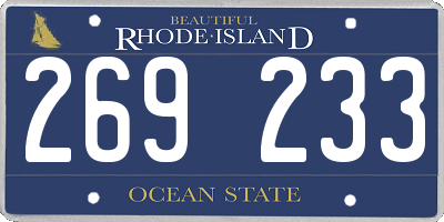 RI license plate 269233