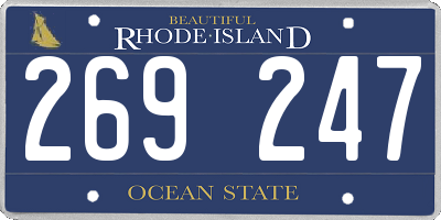 RI license plate 269247