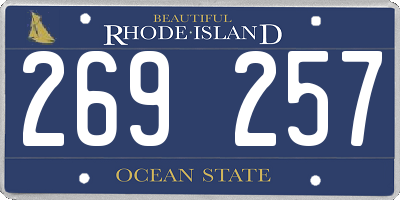RI license plate 269257