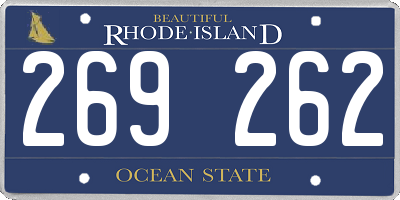 RI license plate 269262