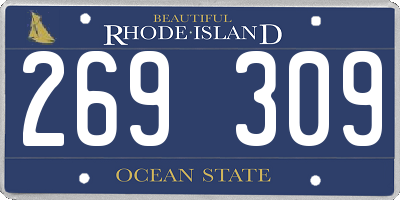 RI license plate 269309