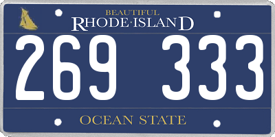 RI license plate 269333