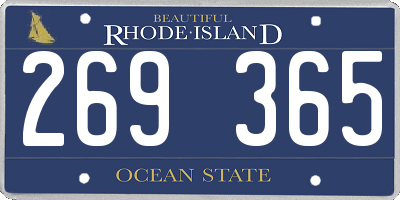 RI license plate 269365