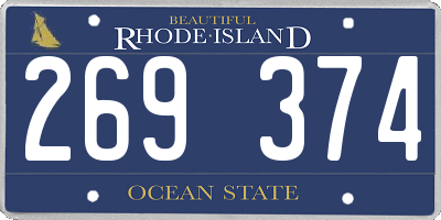 RI license plate 269374