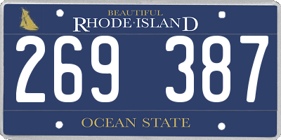 RI license plate 269387