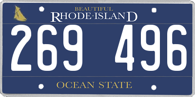RI license plate 269496