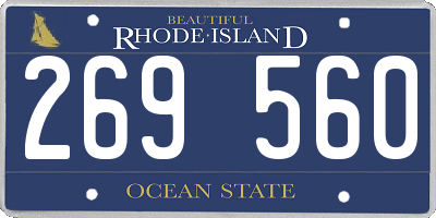 RI license plate 269560