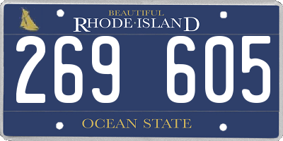 RI license plate 269605
