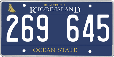 RI license plate 269645