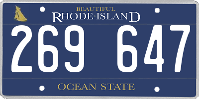 RI license plate 269647