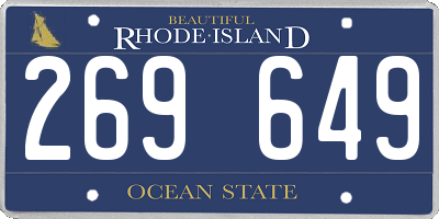 RI license plate 269649