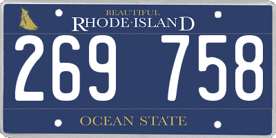 RI license plate 269758