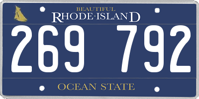 RI license plate 269792