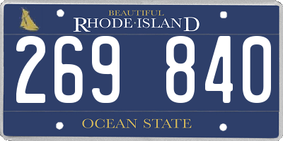 RI license plate 269840