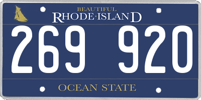 RI license plate 269920