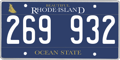 RI license plate 269932