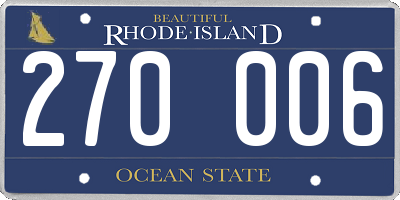 RI license plate 270006