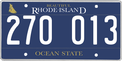 RI license plate 270013