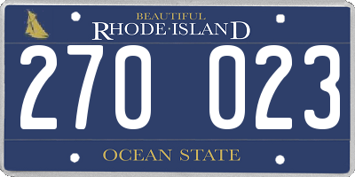 RI license plate 270023