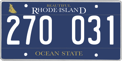 RI license plate 270031