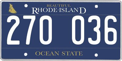 RI license plate 270036