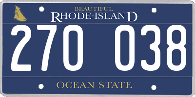 RI license plate 270038