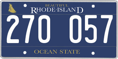 RI license plate 270057