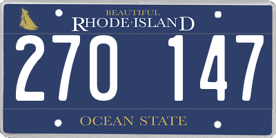 RI license plate 270147