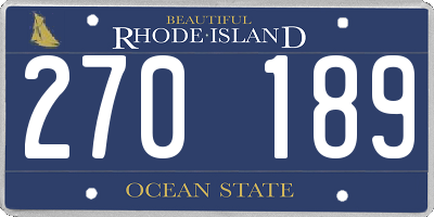 RI license plate 270189