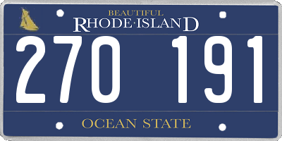 RI license plate 270191