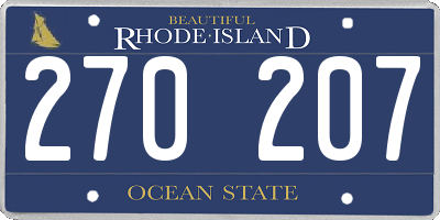 RI license plate 270207