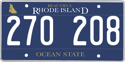RI license plate 270208