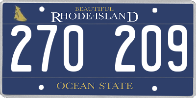 RI license plate 270209