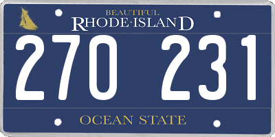 RI license plate 270231