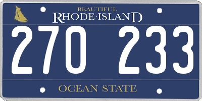 RI license plate 270233