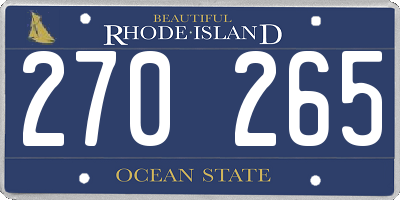 RI license plate 270265