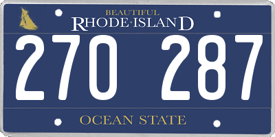 RI license plate 270287