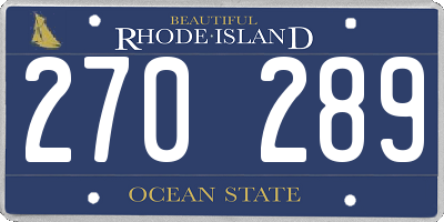 RI license plate 270289