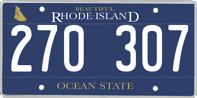 RI license plate 270307