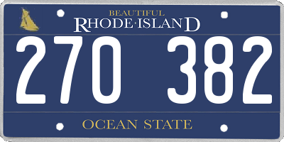 RI license plate 270382