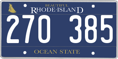 RI license plate 270385