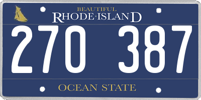 RI license plate 270387