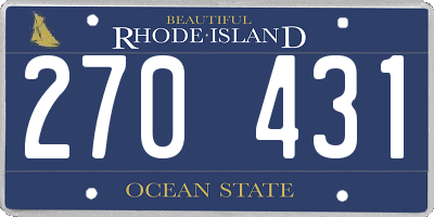 RI license plate 270431